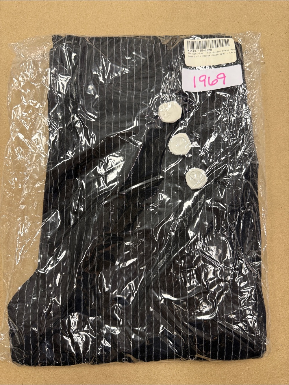 New Betabrand Black Pinstripe Straight Six Button Dress Pant Yoga Pants Large